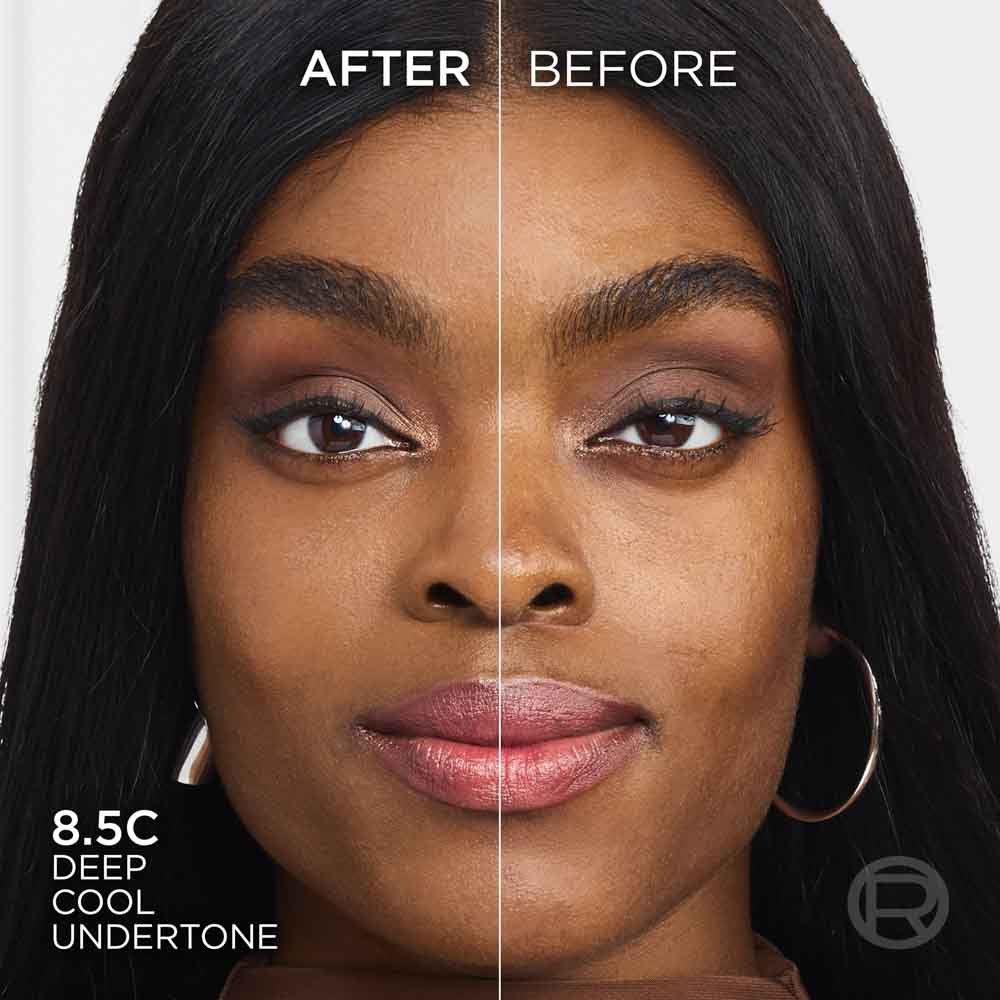 True Match liquid foundation 8.5C deep cool undertone - Before After